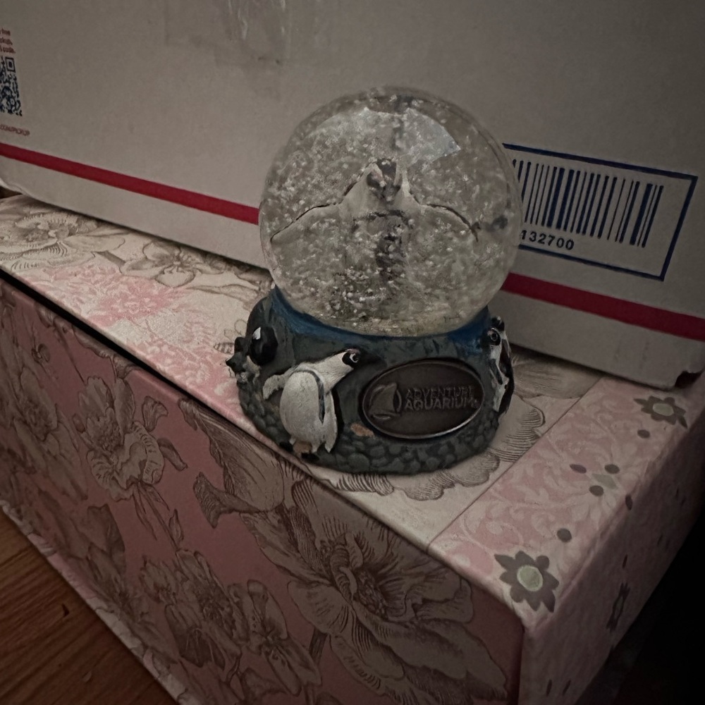 Penguin Snow Globe with Blue Base